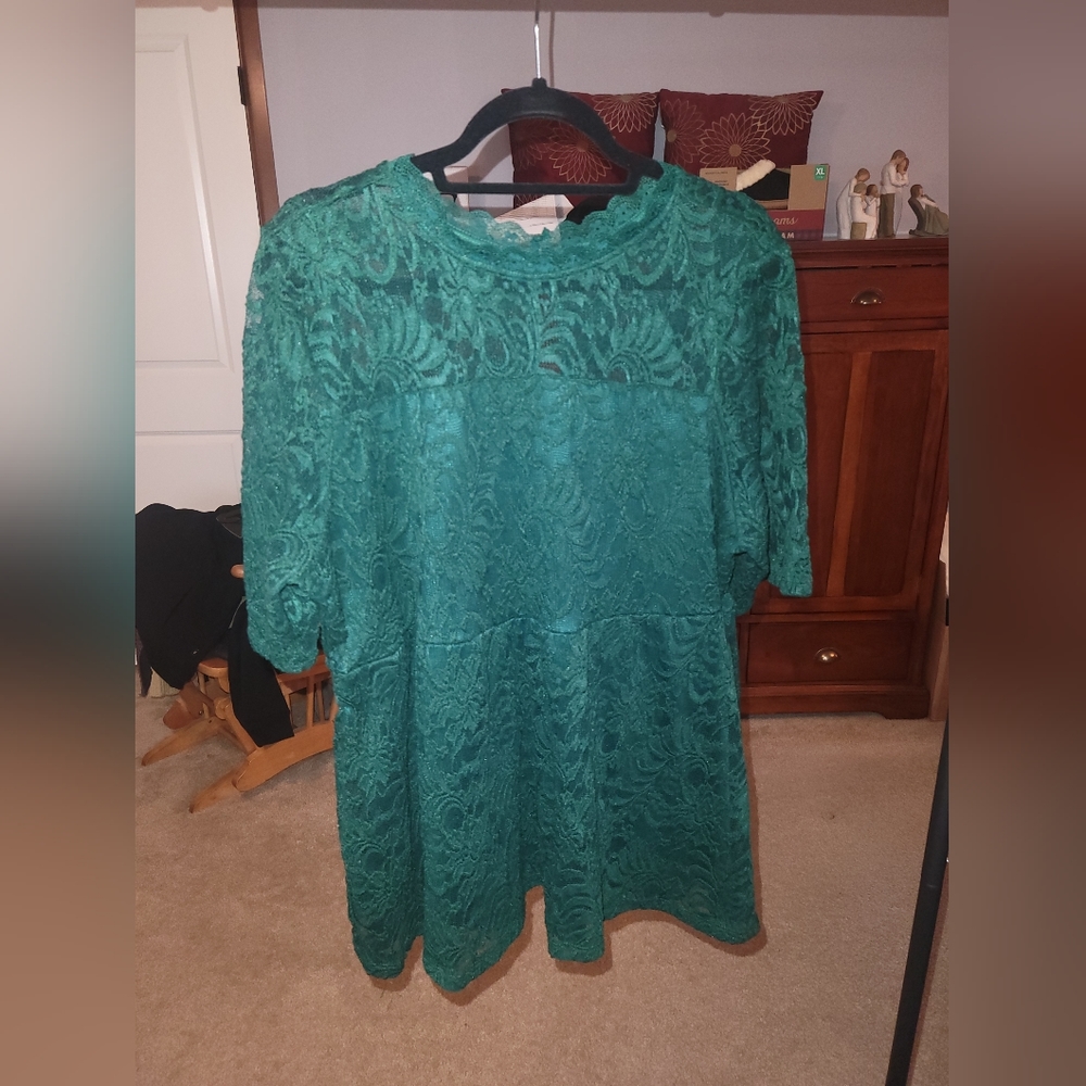 High Neck Stretchy Lace Short Sleeve Top